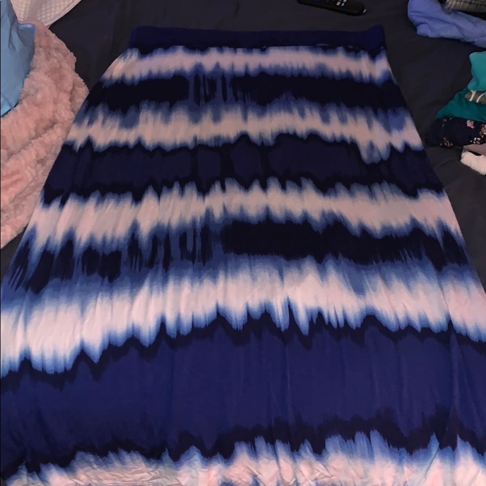 Blue and white maxi skirt plus size